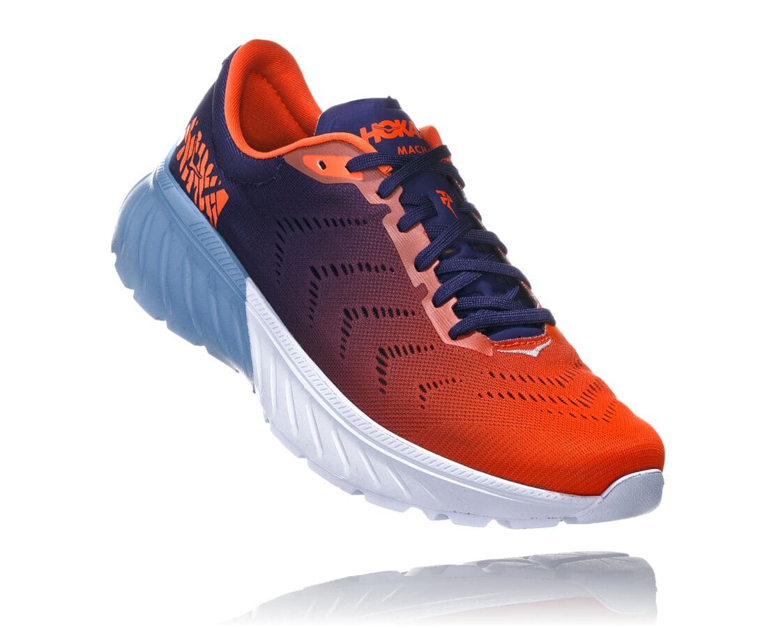Hoka One One Mach 2 Herren Straßenlaufschuhe Blau / Orange | (DE-5862TQMAV)